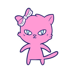 cute cartoon cat in bright neon color