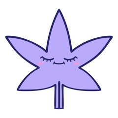 cute cartoon of a marijuana leaf in bright neon color