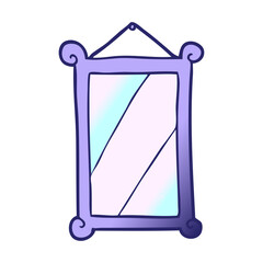 cartoon framed old mirror in bright neon color