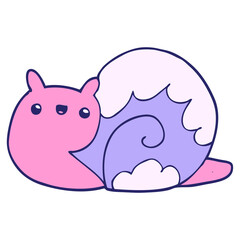 cute cartoon snail in bright neon color