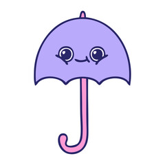 cute cartoon of a umbrella in bright neon color