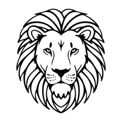 Obraz premium Intricate line art illustration of a majestic lion head with detailed mane. Vector hand-drawn doodle illustration
