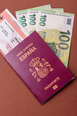 Spain passport for travelling, flying and doing business. Spanish document, id