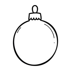 Fototapeta premium Simple line drawing of a christmas ornament for holiday decorations. Vector hand-drawn doodle illustration