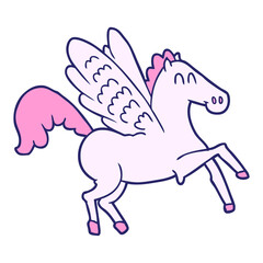 cartoon winged horse in bright neon color