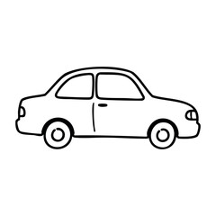 Fototapeta premium Simple outline of a car in side view. Vector hand-drawn doodle illustration