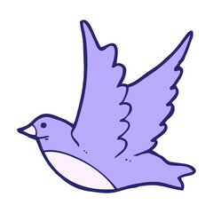 cartoon flying bird in bright neon color