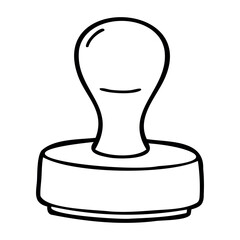 Classic rubber stamp with simple handle design. Vector hand-drawn doodle illustration