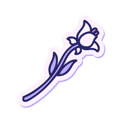 sticker of tattoo in traditional style of a lily in bright neon color