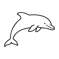 Fototapeta premium Simple line art of a dolphin jumping. Vector hand-drawn doodle illustration