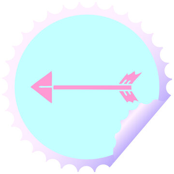 Naklejki circular peeling sticker quirky cartoon arrow in bright neon color
