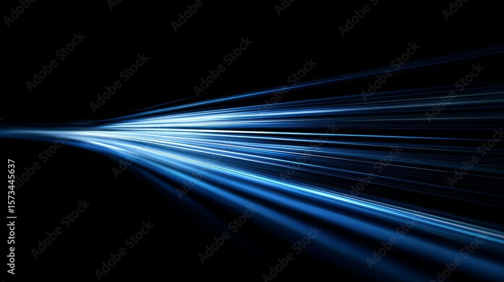 Poster dynamic blue light streaks create a sense of speed and cutting-edge digital technology visualization