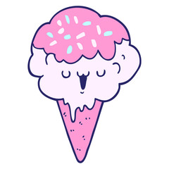 cartoon ice cream in bright neon color