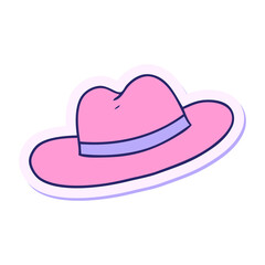 hand drawn sticker cartoon doodle of a hat in bright neon color