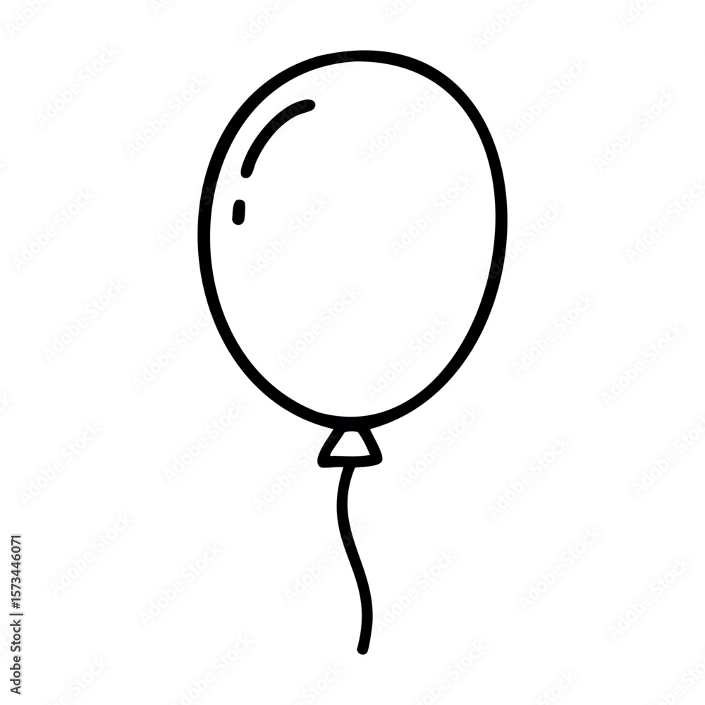 Poster simple outline of a floating balloon with a string. vector hand-drawn doodle illustration