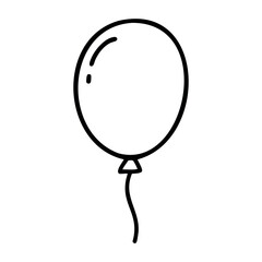 Simple outline of a floating balloon with a string. Vector hand-drawn doodle illustration