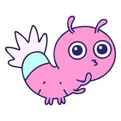 cartoon of a cute glow bug in bright neon color