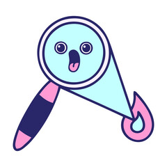 cute cartoon of a magnifying glass in bright neon color