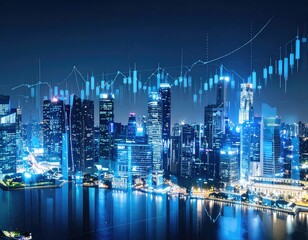 Night cityscape with financial data overlay (1)