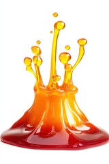 plated balls floating with glossy jelly glaze, isolated on white background
