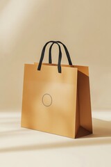 Realistic paper bag with custom logo print mockup, isolated on light background