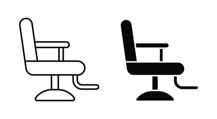 Barber chair icon set. beauty salon chair outline and filed icon. barbershop chair vector.