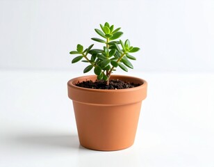 green plant in a pot on white background