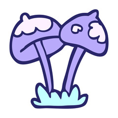 cartoon doodle mushroom in bright neon color