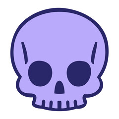 hand drawn quirky cartoon skull in bright neon color