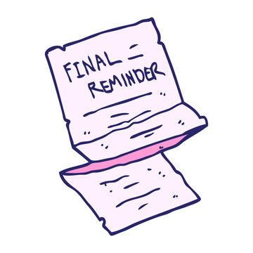 cartoon doodle final reminder letter in bright neon color