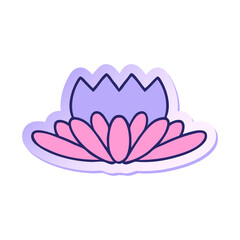 sticker of a cute cartoon flower in bright neon color