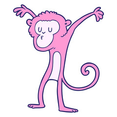 cartoon monkey in bright neon color