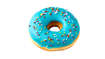 Delicious Blue Glazed Donut with Colorful Sprinkles A Sweet Treat