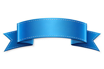A blue tag with white stars and a blue ribbon with white stitching on a white background image view on transparent background