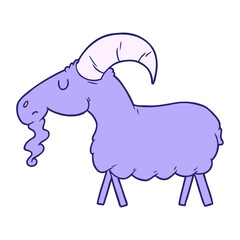 cartoon goat in bright neon color