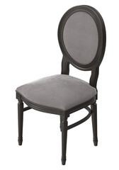 Isometric View of an Elegant French Medallion Chair, 3D Render Isolated on White Background