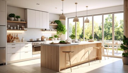 Modern kitchen with garden view