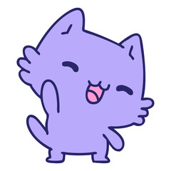 cartoon of a cute happy cat in bright neon color