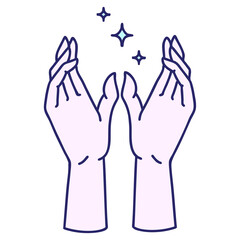 tattoo in traditional style of reaching hands in bright neon color