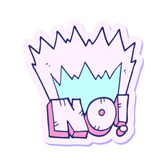 sticker of a cartoon NO shout in bright neon color