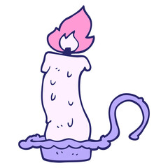 cartoon doodle burning candle in bright neon color