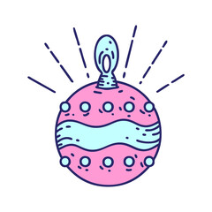 illustration of a traditional tattoo style christmas ornament in bright neon color