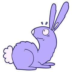 cartoon startled bunny rabbit in bright neon color
