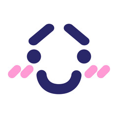 happy blushing face icon in bright neon color