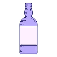 tattoo in traditional style of a bottle in bright neon color