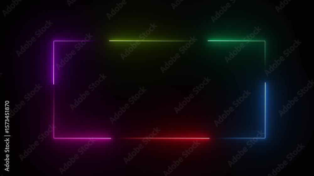 Poster 4k pulsing quad-color neon frame loop background