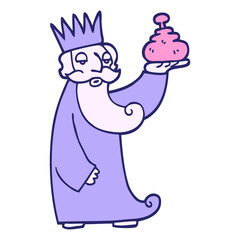 one of the three wise men hand drawn doodle style cartoon in bright neon color