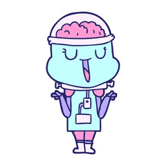 happy cartoon robot shrugging shoulders in bright neon color