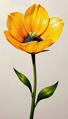 Elegant depiction of a bright yellow flower, highlighting its vibrant petals and stem in a vertical composition.