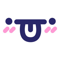 confused blushing face icon in bright neon color